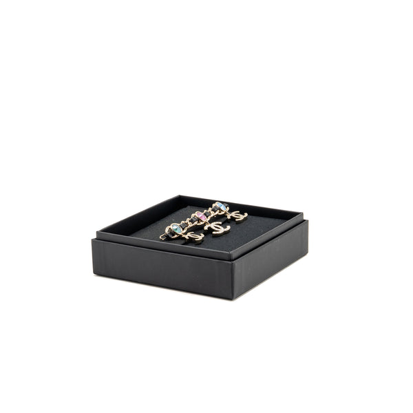 Chanel CC drop hair clip black / light gold tone