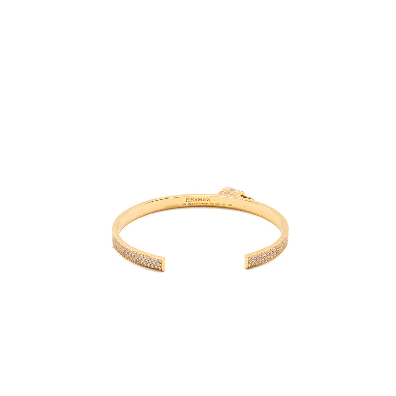 Hermes Size SH Kelly cadenas bracelet, small model rose gold with diamonds