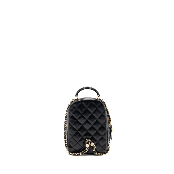Chanel Mini backpack / crossbody bag caviar black LGHW (microchip)