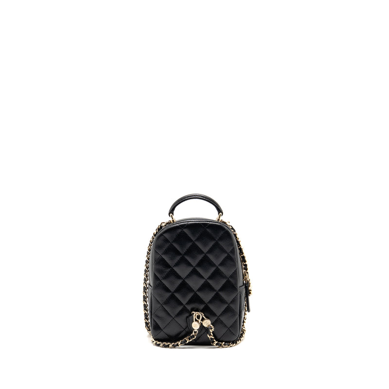 Chanel Mini backpack / crossbody bag caviar black LGHW (microchip)