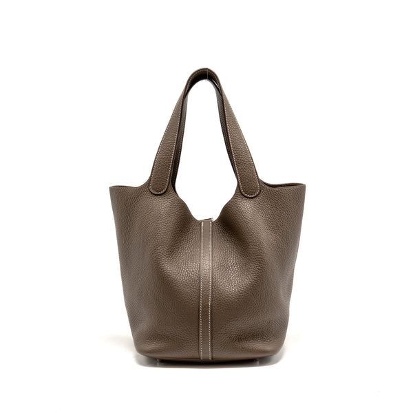 Hermes Picotin 22 Lock Bag Clemence Etoupe SHW Stamp C