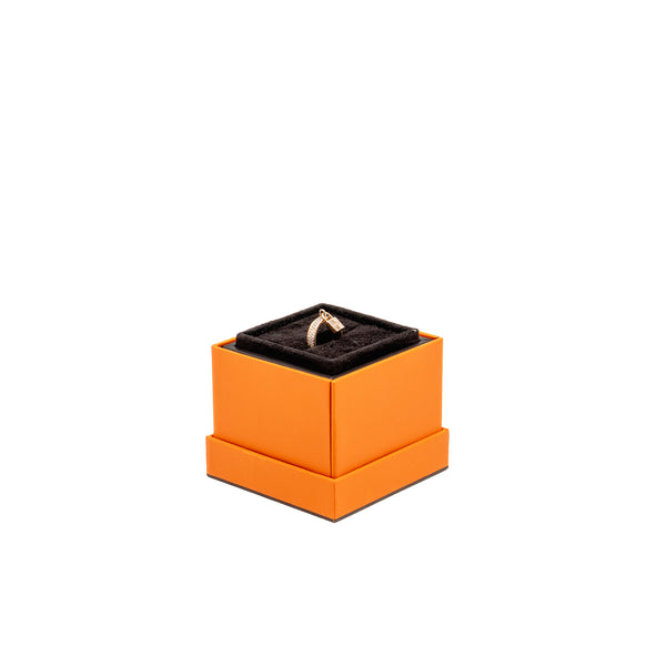 Hermes Size 51 Kelly Clochette Ring, Medium Model Rose Gold Diamonds