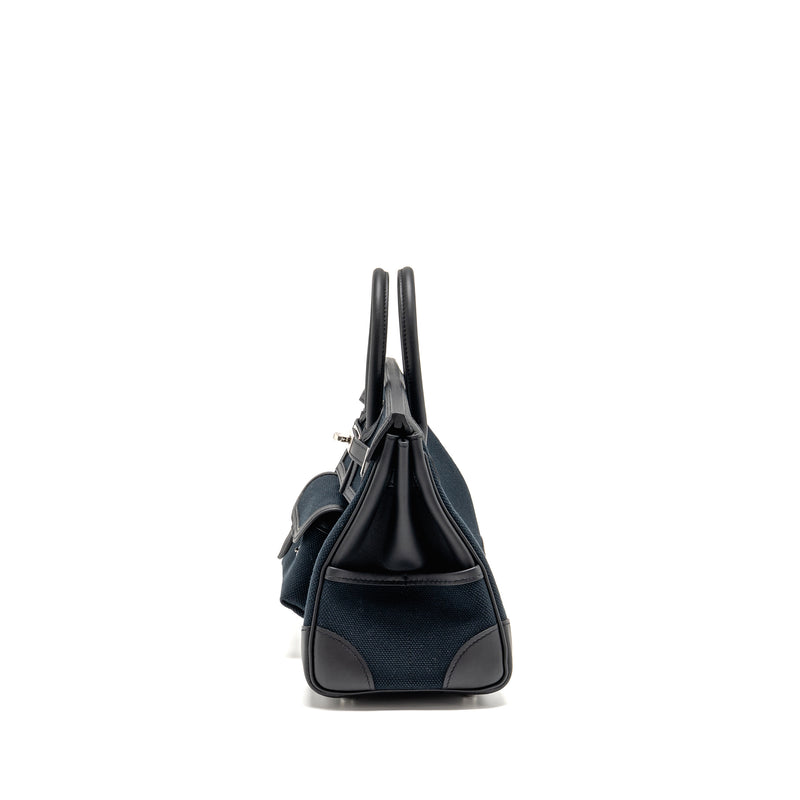 Hermes Birkin 25 Cargo Toile Goeland/Swift Black SHW Stamp B