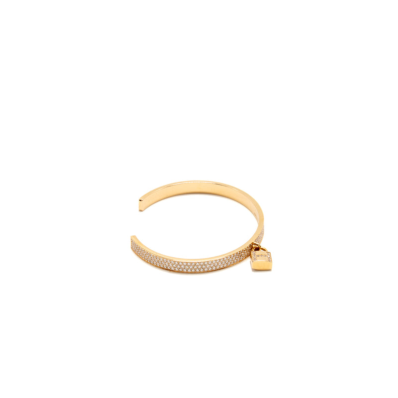 Hermes Size SH Kelly cadenas bracelet, small model rose gold with diamonds