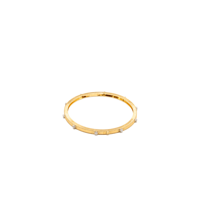 BUCCELLATI Size 17 Macri Classica Banded Bracelet Yellow and White Gold/Diamonds