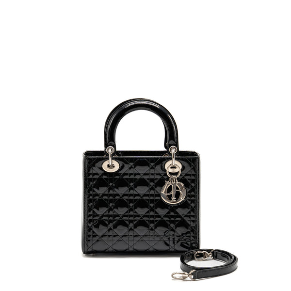 DIOR Medium Lady Dior Patent Leather Black SHW
