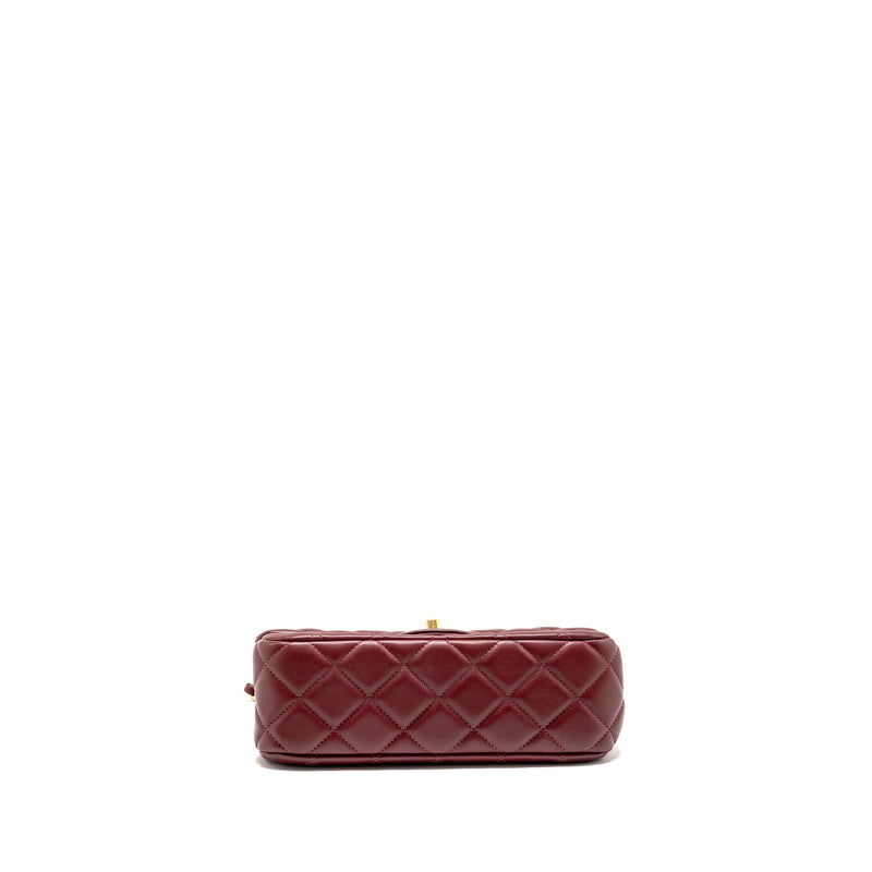 Chanel hanger flap bag lambskin dark red GHW (microchip)