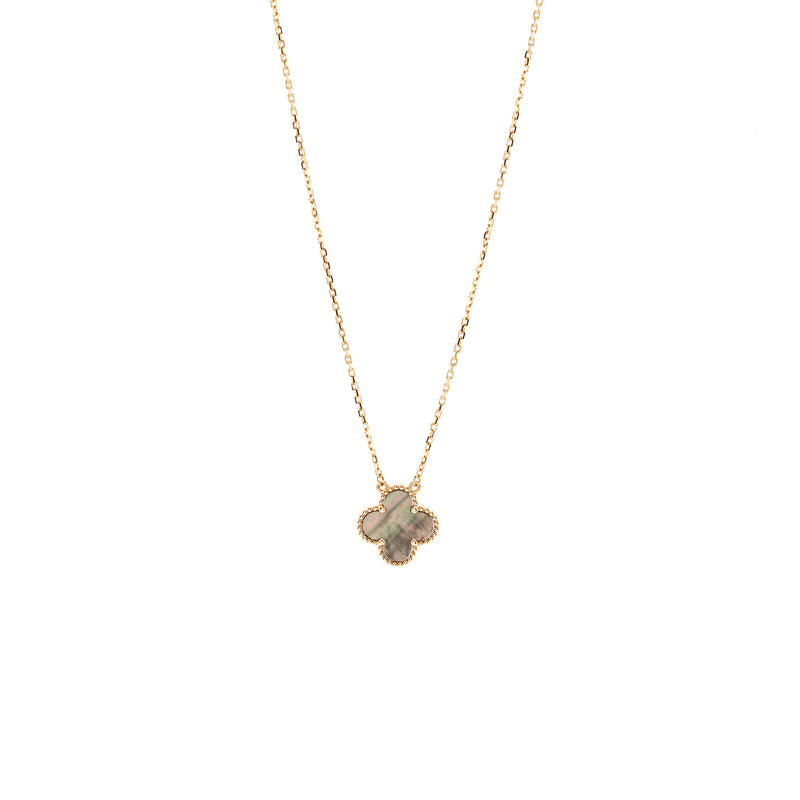 Van Cleef and Arpels Vintage Alhambra pendant 18k rose gold, grey moth