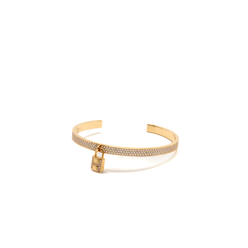 Hermes Size SH Kelly cadenas bracelet, small model rose gold with diamonds
