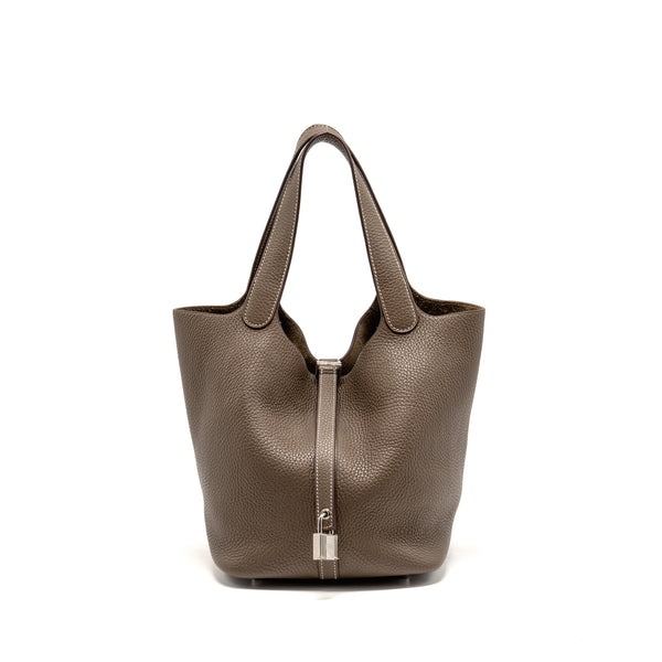 Hermes Picotin 22 Lock Bag Clemence Etoupe SHW Stamp C