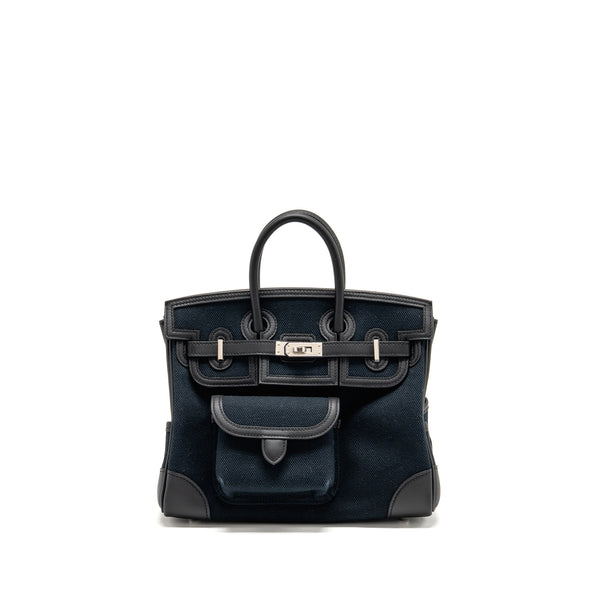 Hermes Birkin 25 Cargo Toile Goeland/Swift Black SHW Stamp B