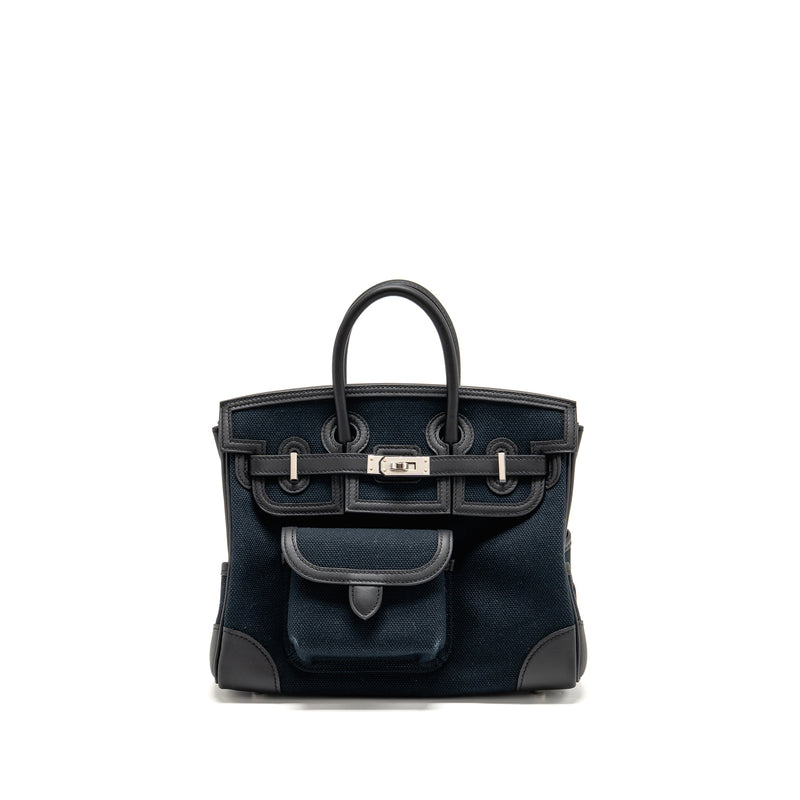 Hermes Birkin 25 Cargo Toile Goeland/Swift Black SHW Stamp B