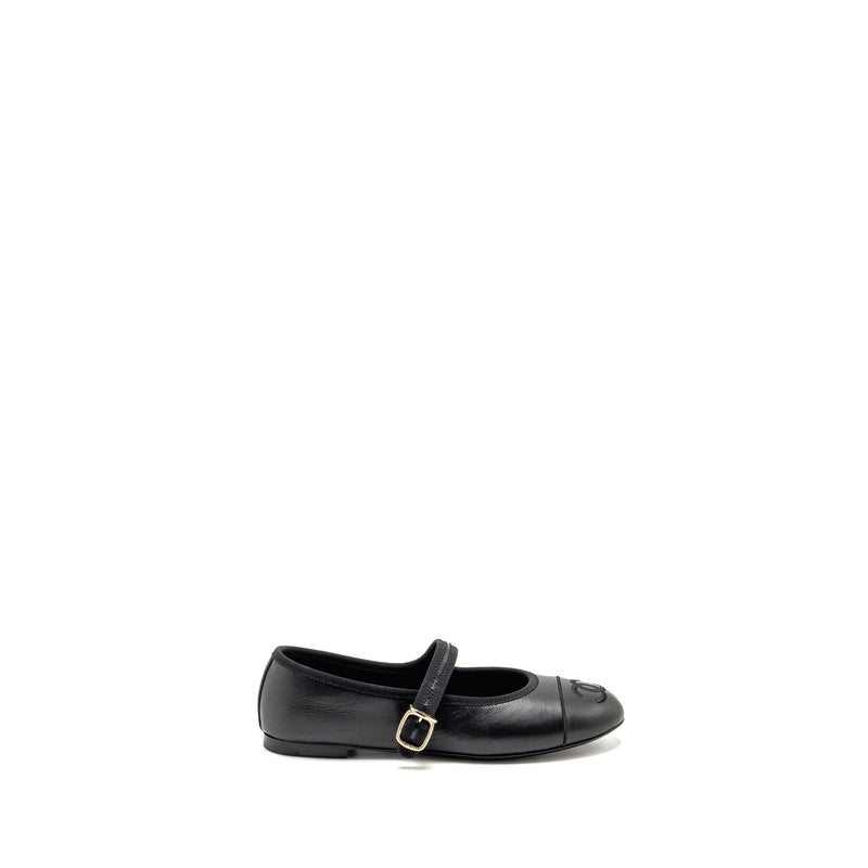 Chanel size 36.5 Mary Jane’s ballet lambskin black