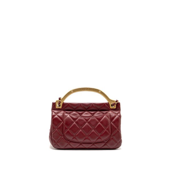 Chanel hanger flap bag lambskin dark red GHW (microchip)