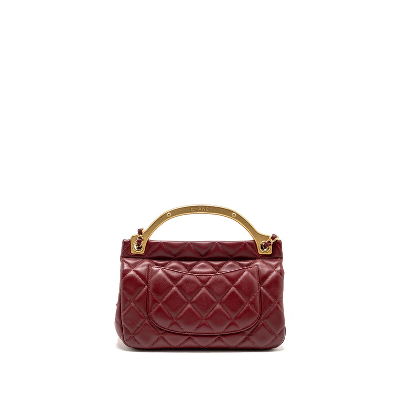 Chanel hanger flap bag lambskin dark red GHW (microchip)