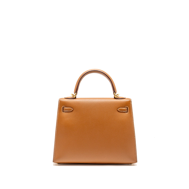Hermes Kelly 25 Epsom Gold GHW Stamp D