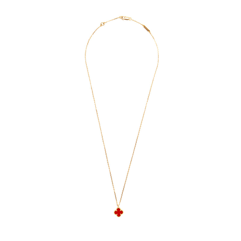 Van Cleef & Arpels Sweet Alhambra Pendant Carnelian Rose Gold