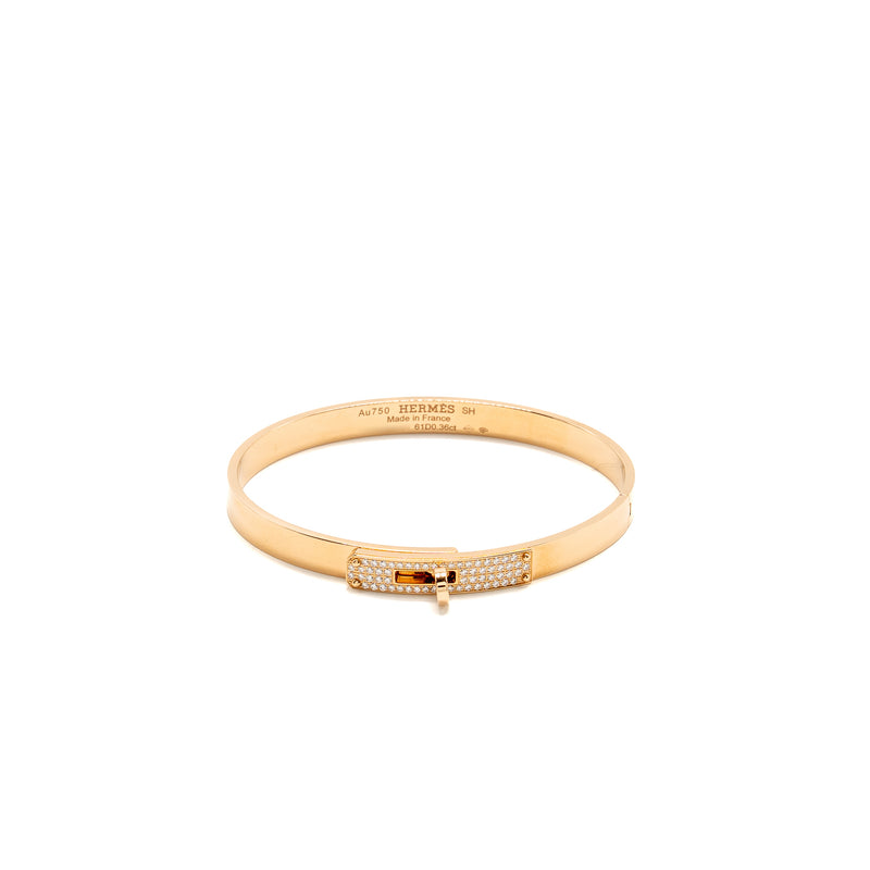 Hermes Size SH Kelly Bracelet Small Model, Rose Gold, Diamonds