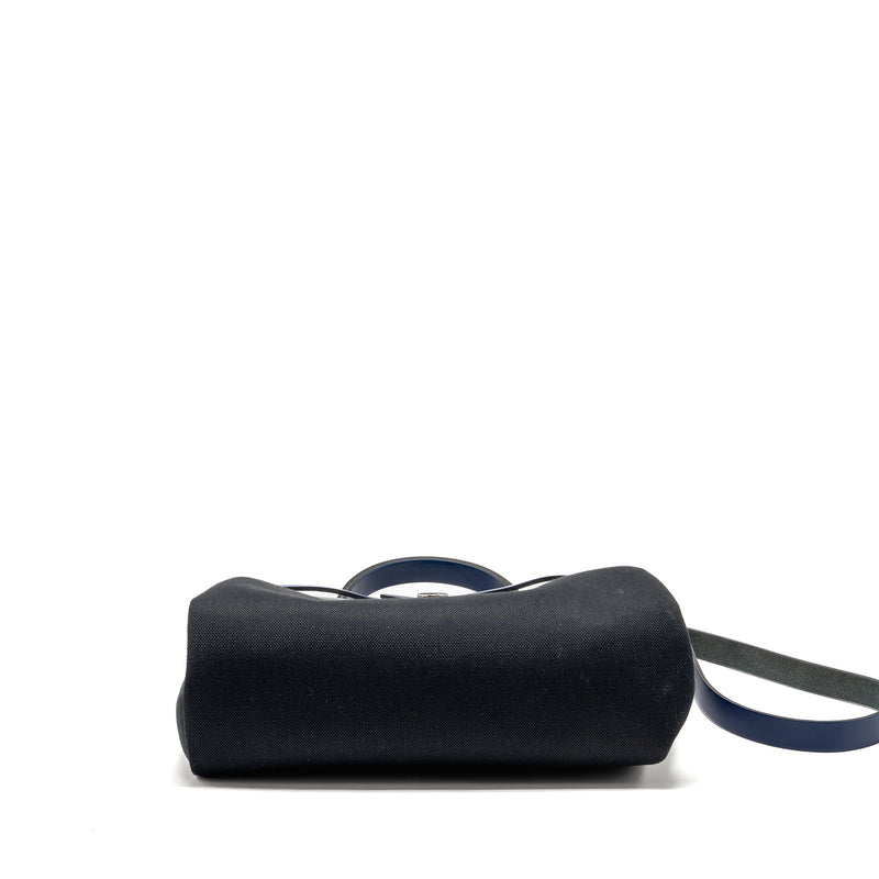 Hermes Herbag 31 zip bag canvas/leather black/blue saphir SHW stamp U