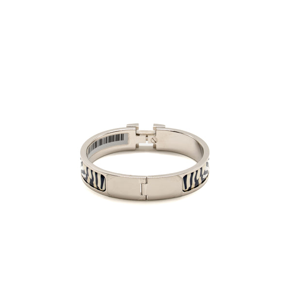 Hermes Size PM Clic H Bracelet Zebres de Tanzanie Beige/Blue SHW