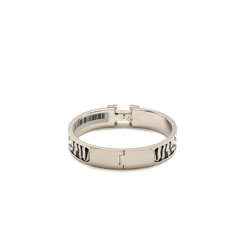 Hermes Size PM Clic H Bracelet Zebres de Tanzanie Beige/Blue SHW