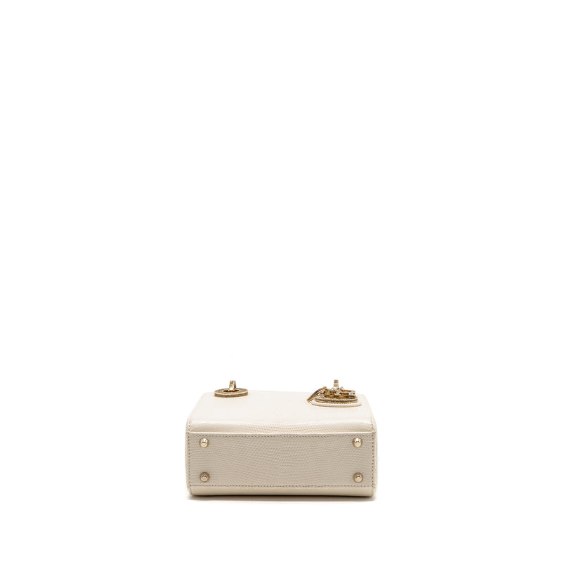 Dior Mini Lady Dior Lizard with Crystal White LGHW