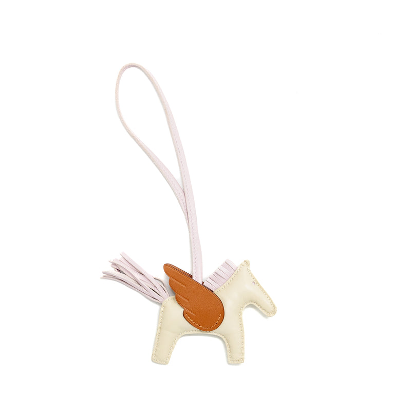 Hermes Rodeo Pegase PM Bag Charm Craie/ Mauve Pale/Gold Stamp U