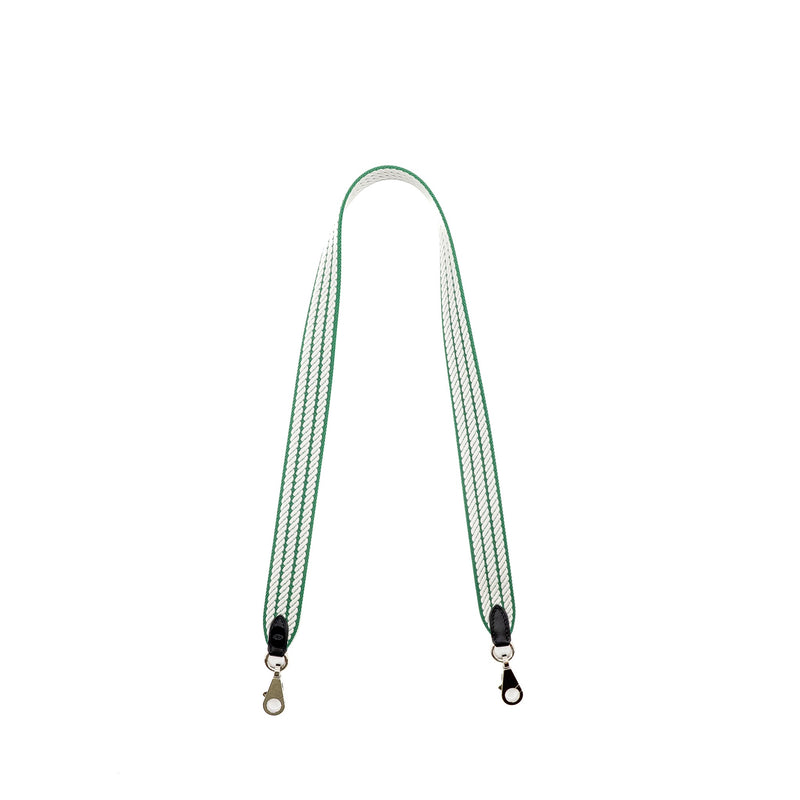 Hermes 70cm Sangle Cordage 25mm Width Shoulder Strap Canvas/Swift Green/White SHW Stamp W