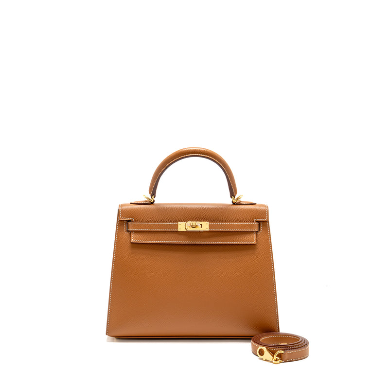 Hermes Kelly 25 Epsom Gold GHW Stamp D