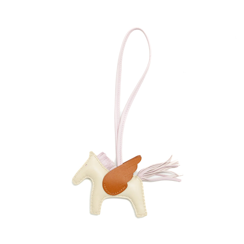Hermes Rodeo Pegase PM Bag Charm Craie/ Mauve Pale/Gold Stamp U