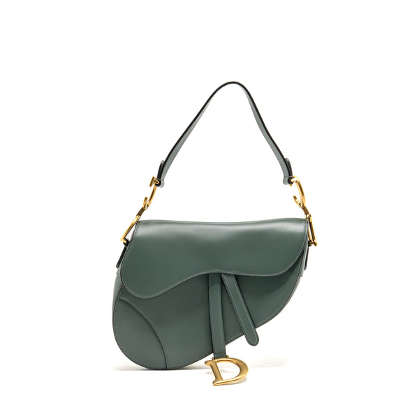 Dior Medium Saddle Bag Calfskin Dark Green GHW