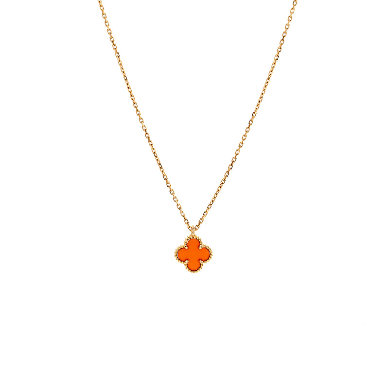 Van Cleef & Arpels Sweet Alhambra Pendant Carnelian Rose Gold