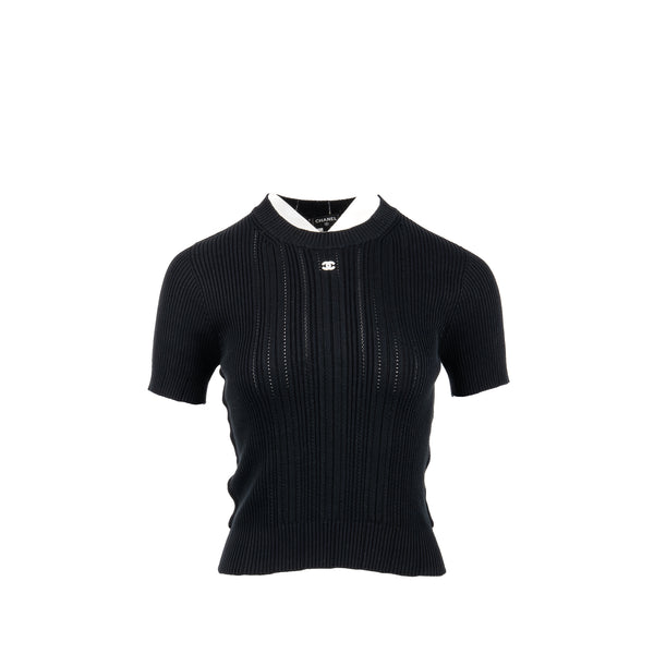 Chanel Size 34 CC logo top Cotton black