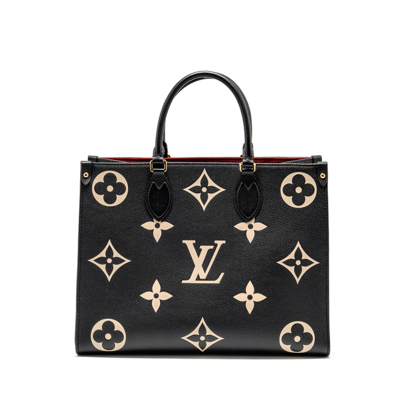 Louis Vuitton Onthego MM Monogram Empreinte Leather Black/Beige GHW