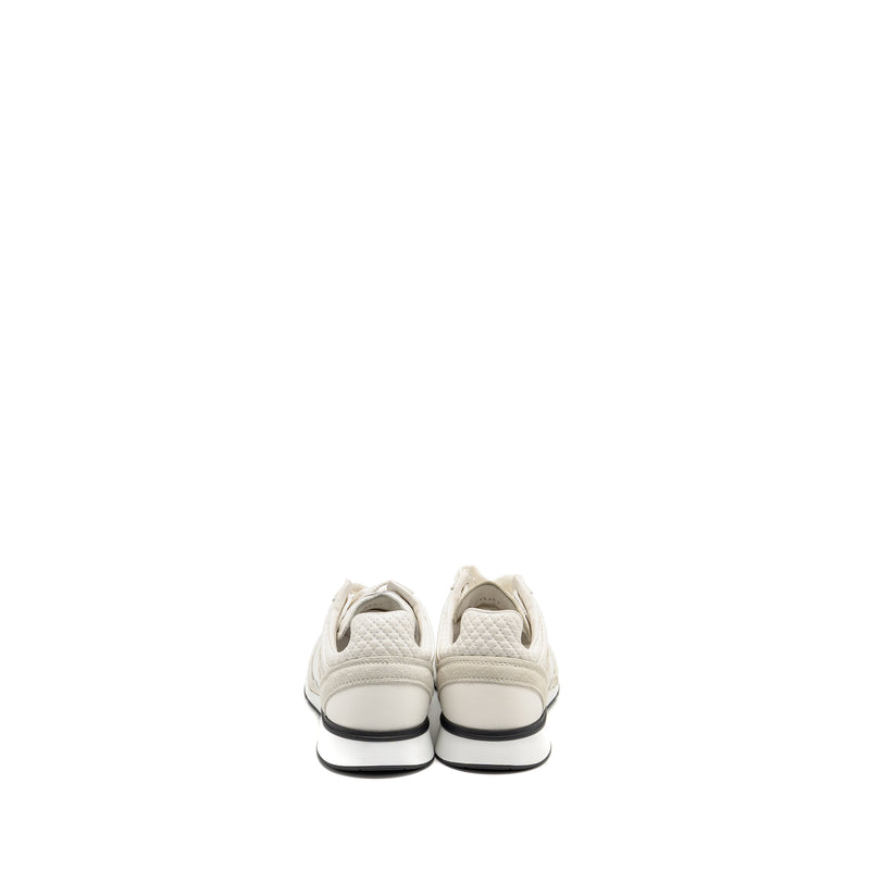 Chanel Size 36.5 CC Logo Sneaker Suede/Nylon/Calfskin White/Grey/Black