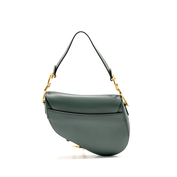 Dior Medium Saddle Bag Calfskin Dark Green GHW
