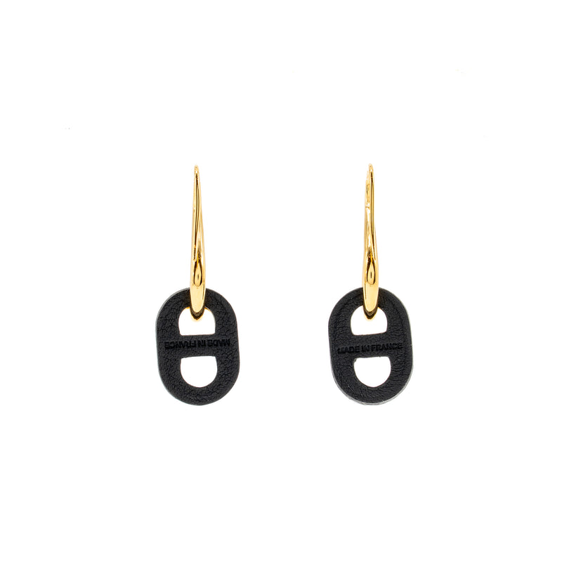 Hermes O’Maillon Earrings Calfskin/Gold Tone