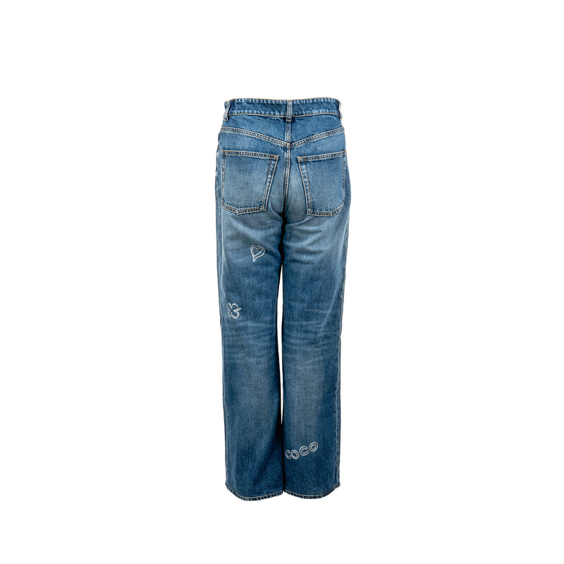 Chanel size 34 coco chanel print denim jeans Cotton blue