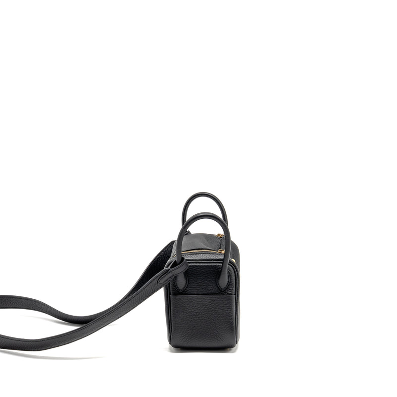 Hermes MINI Lindy II Clemence Black GHW Stamp W
