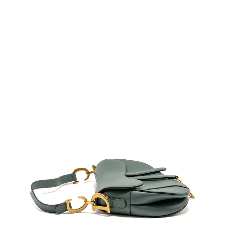Dior Medium Saddle Bag Calfskin Dark Green GHW