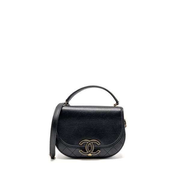 Chanel Small Coco Curve Flap Bag Shiny Goatskin/Calfskin Black GHW