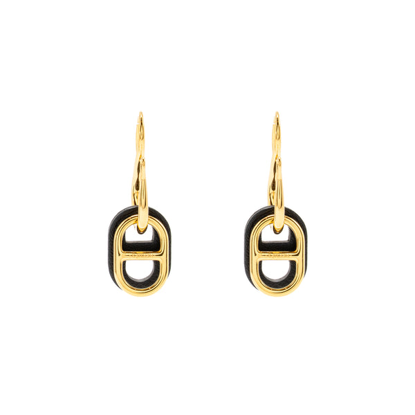 Hermes O’Maillon Earrings Calfskin/Gold Tone