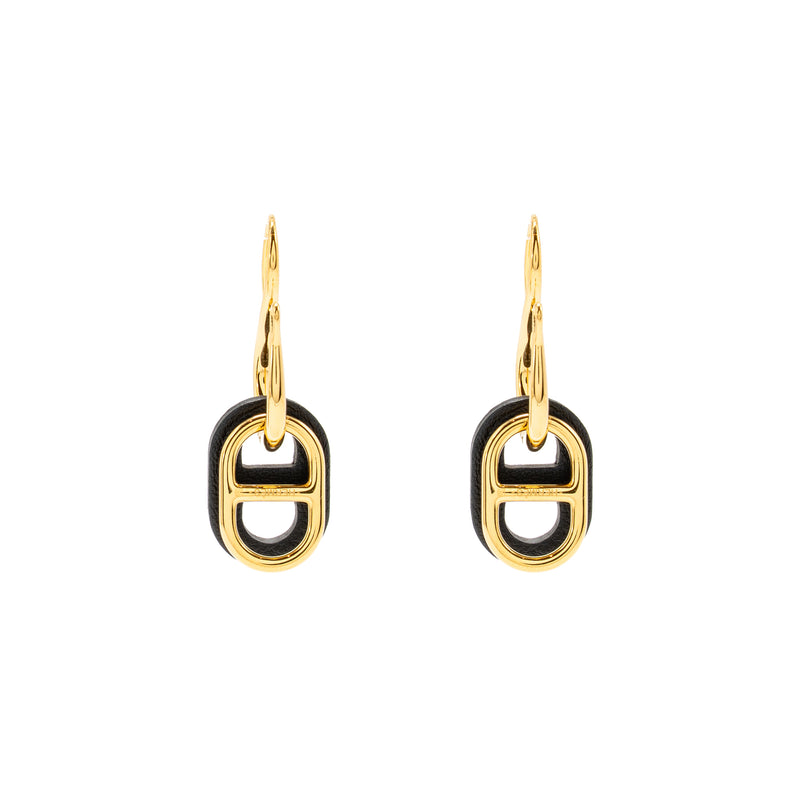 Hermes O’Maillon Earrings Calfskin/Gold Tone