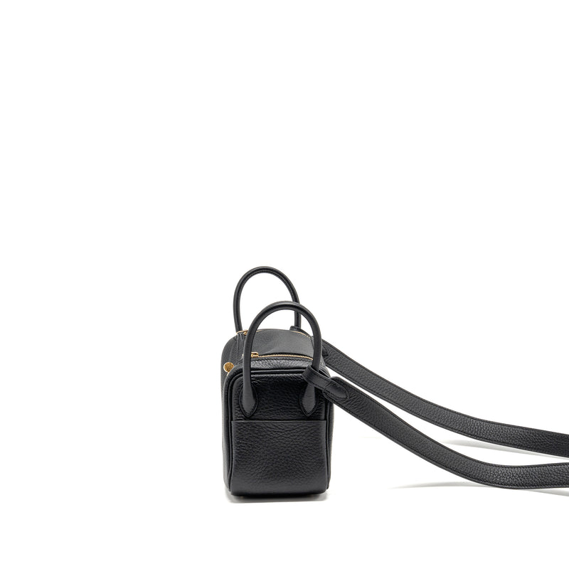 Hermes MINI Lindy II Clemence Black GHW Stamp W