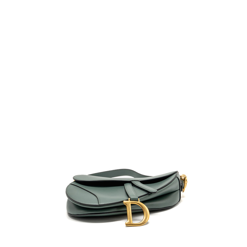 Dior Medium Saddle Bag Calfskin Dark Green GHW