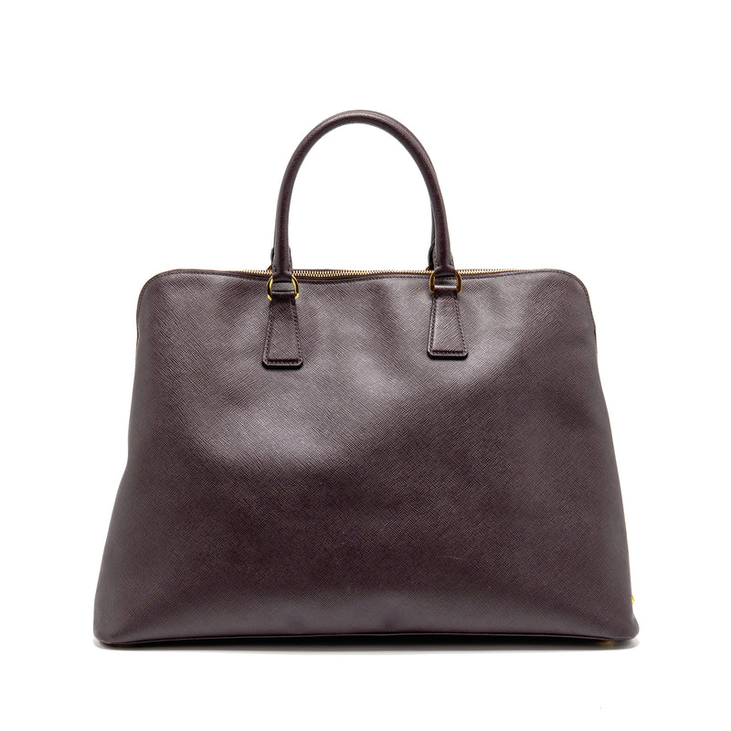 Prada Saffiano Vernice Promenade Large Dome Tote Bag Leather Mogano GHW