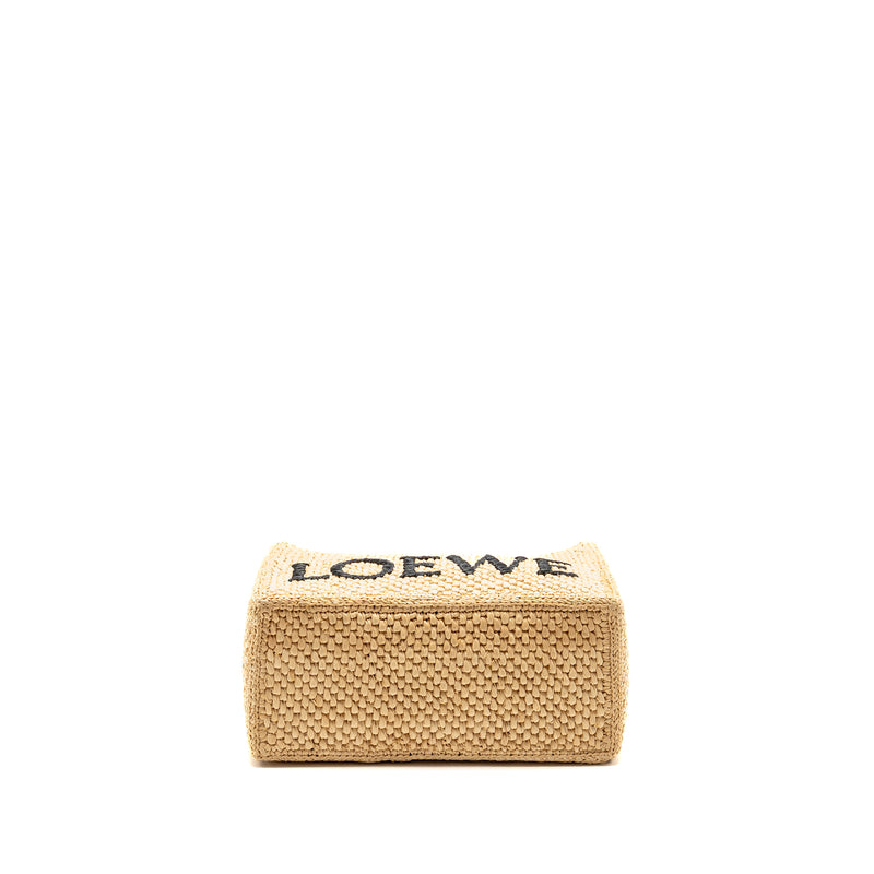 Loewe Small Font Tote Bag Raffia/Calfskin Natural GHW