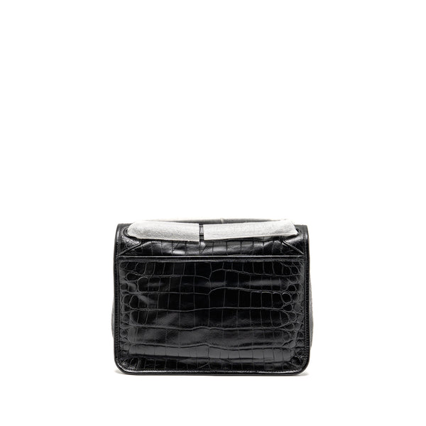 Saint Laurent / YSL Medium Niki Bag Crocodile-Embossed Black Calfskin Black Hardware
