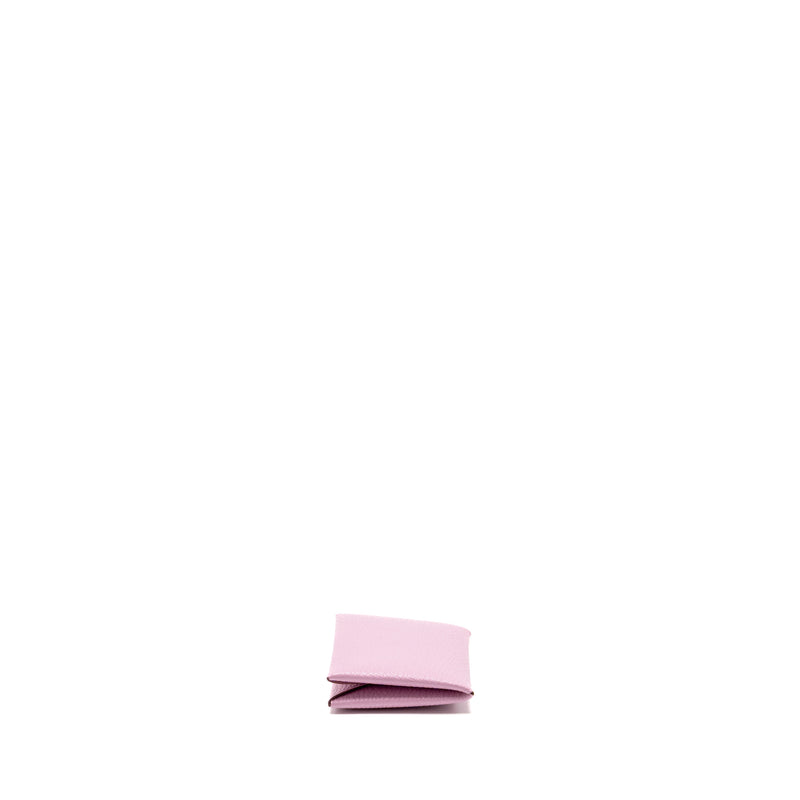 Hermes Calvi Card Holder Chèvre Mysore Mauve Sylvestre SHW Stamp D