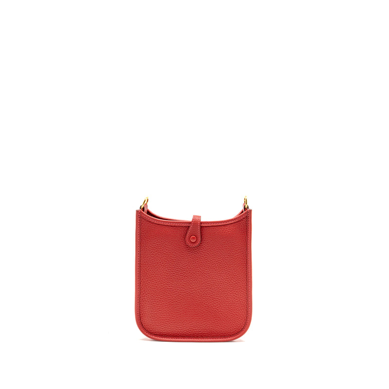 Hermes Mini Evelyne Clemence Vermillon/Rouge Vif GHW Stamp B